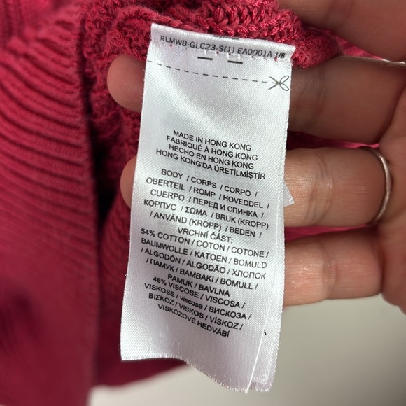 Lauren Ralph Lauren Black Label Wine Red Burgundy Cable-Knit Crewneck Sweater L - Picture 5 of 10